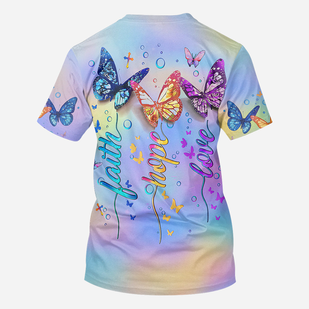 Fath Hope Love - Personalized Butterfly All Over Shirt