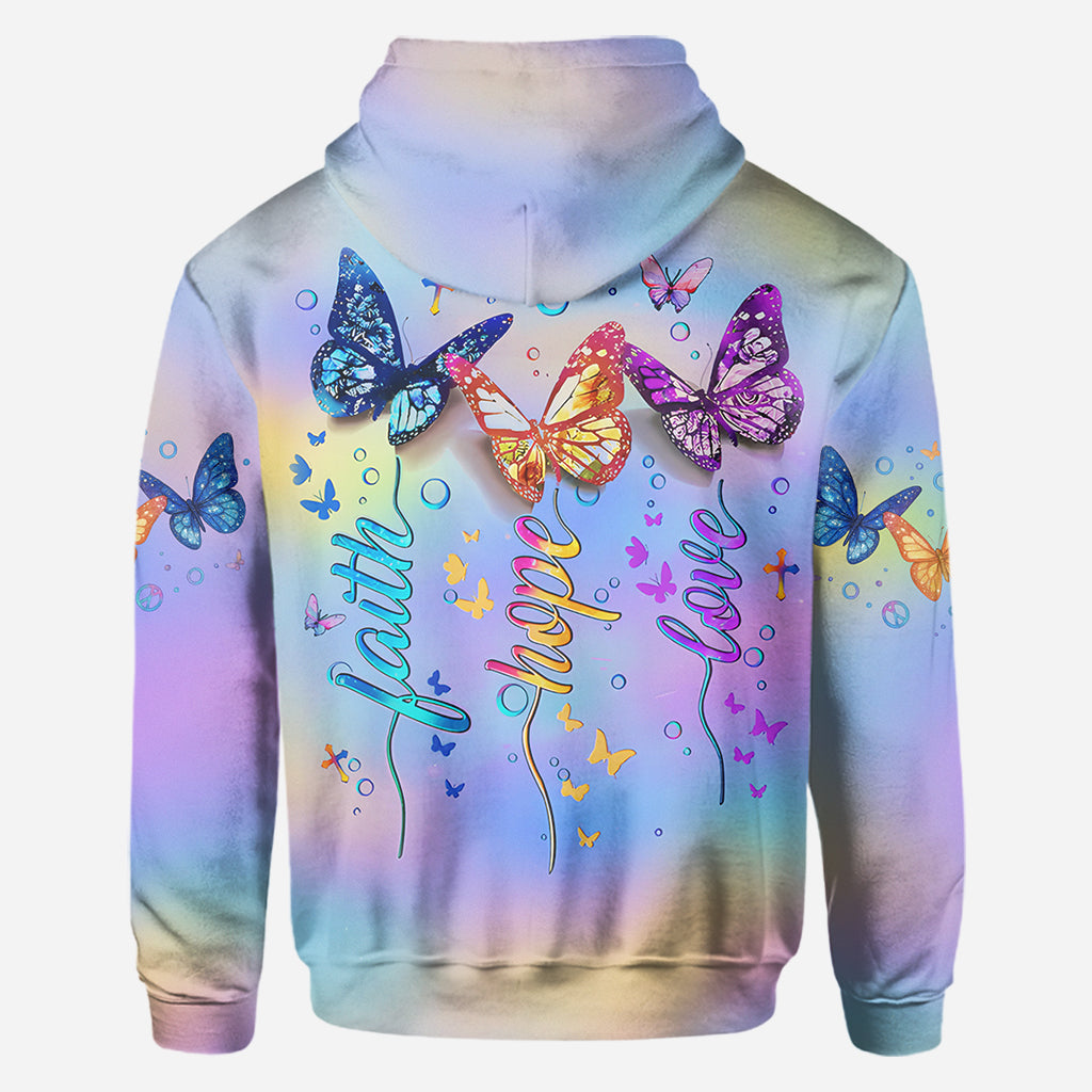 Fath Hope Love - Personalized Butterfly All Over Shirt