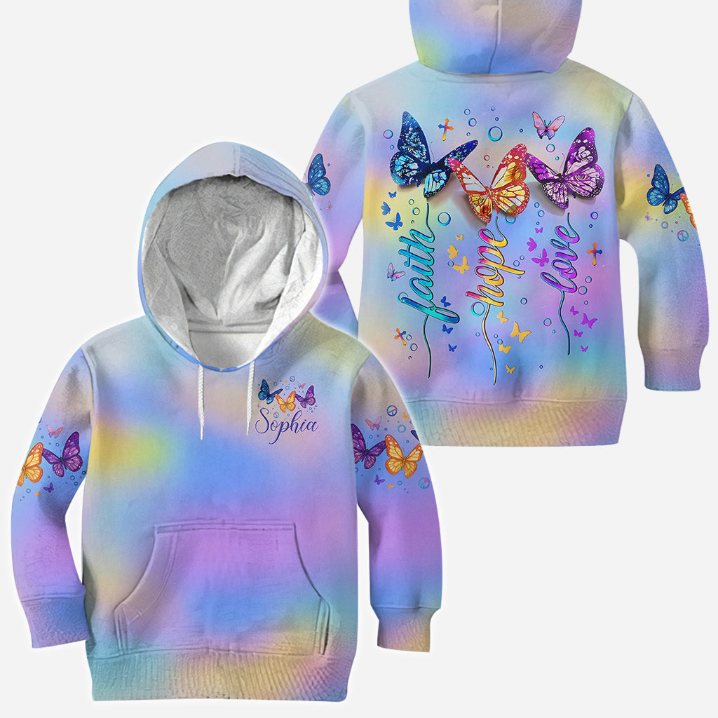 Fath Hope Love - Personalized Butterfly All Over Shirt