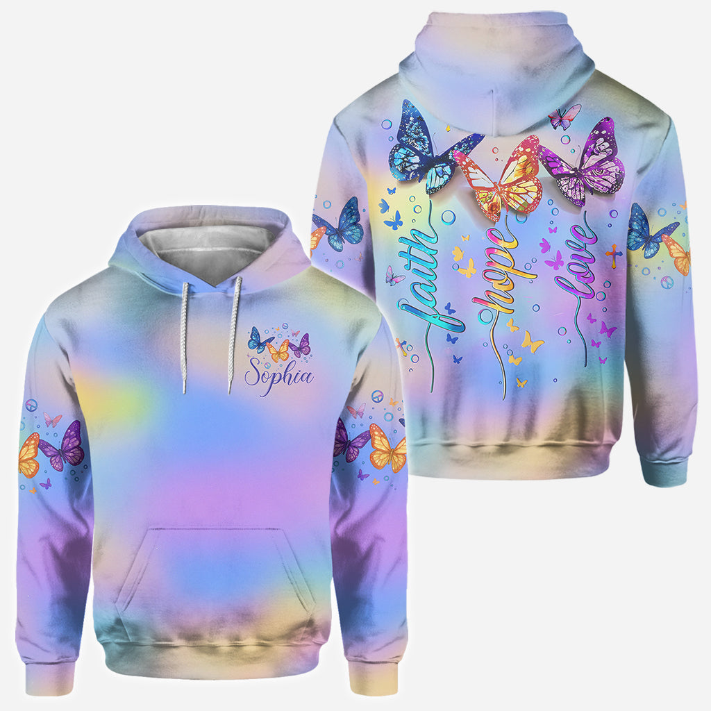 Fath Hope Love - Personalized Butterfly All Over Shirt