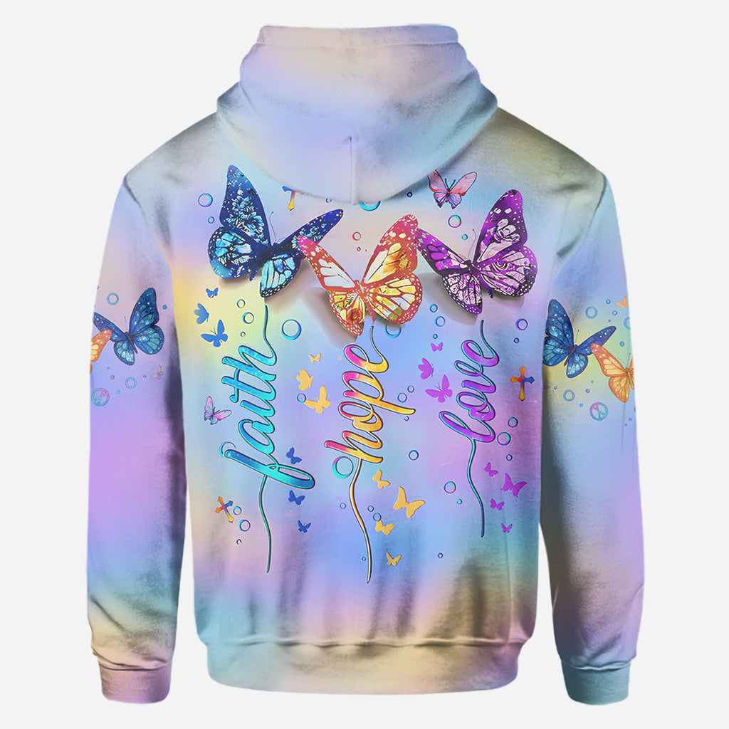 Fath Hope Love - Personalized Butterfly All Over Shirt