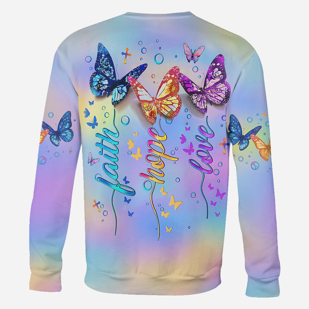 Fath Hope Love - Personalized Butterfly All Over Shirt