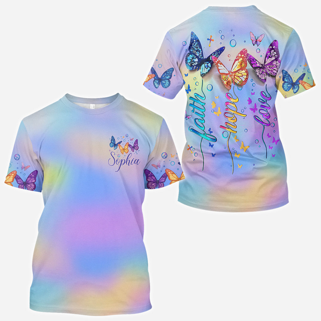 Fath Hope Love - Personalized Butterfly All Over Shirt