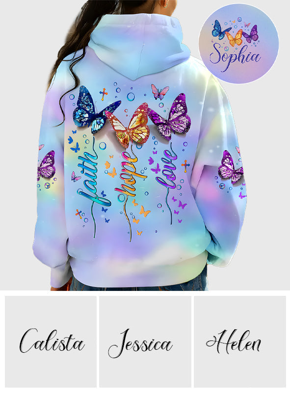 Fath Hope Love - Personalized Butterfly All Over Shirt