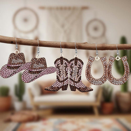 Sparkling Cowgirl Life - Personalized Cowgirl Earrings