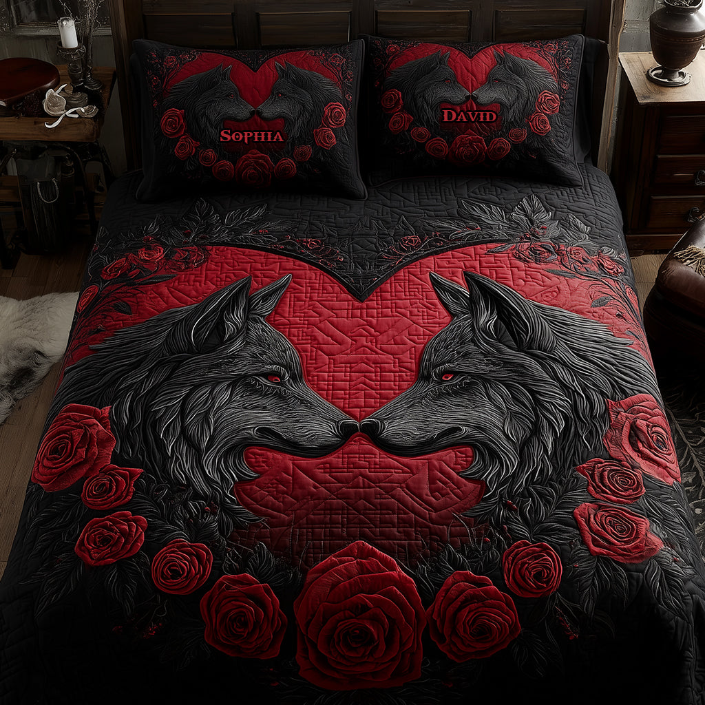 You & Me We Got This - Personalized Wolf Quilt Set