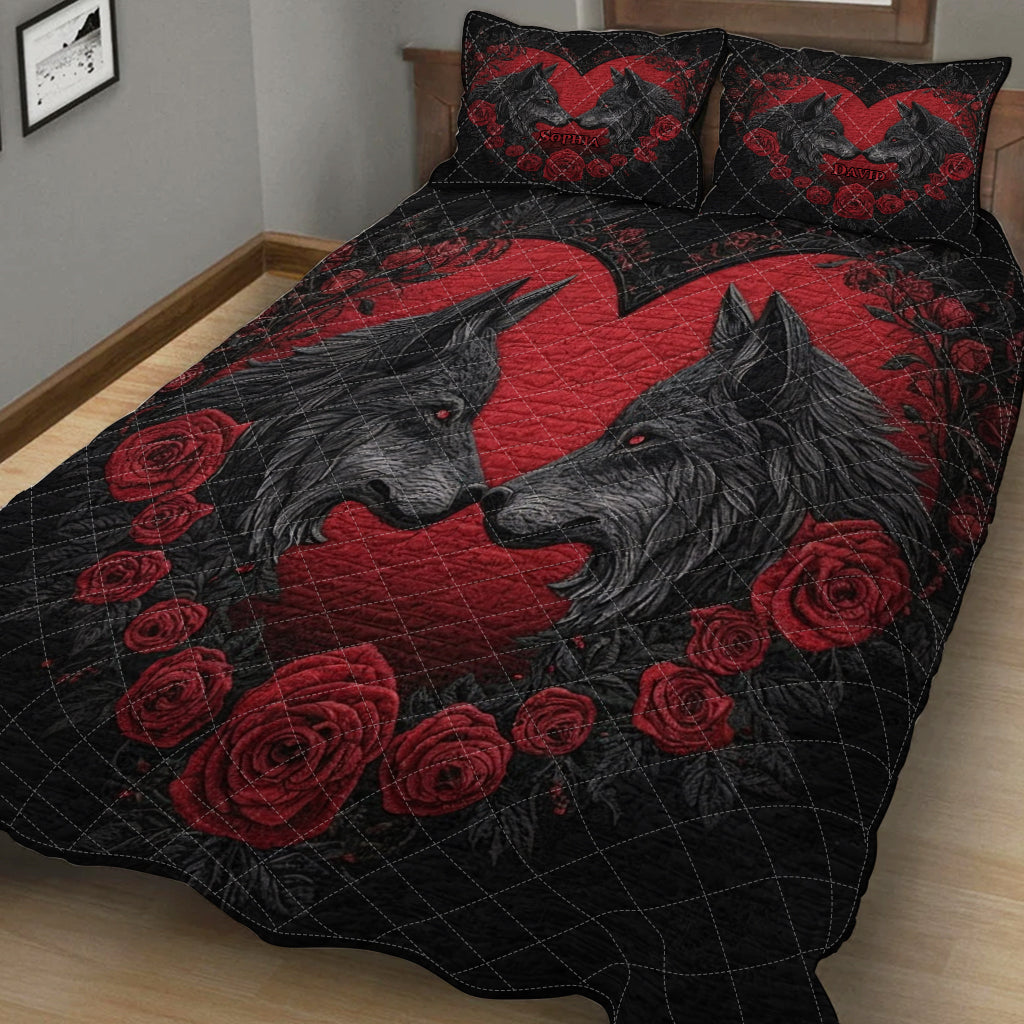 You & Me We Got This - Personalized Wolf Quilt Set
