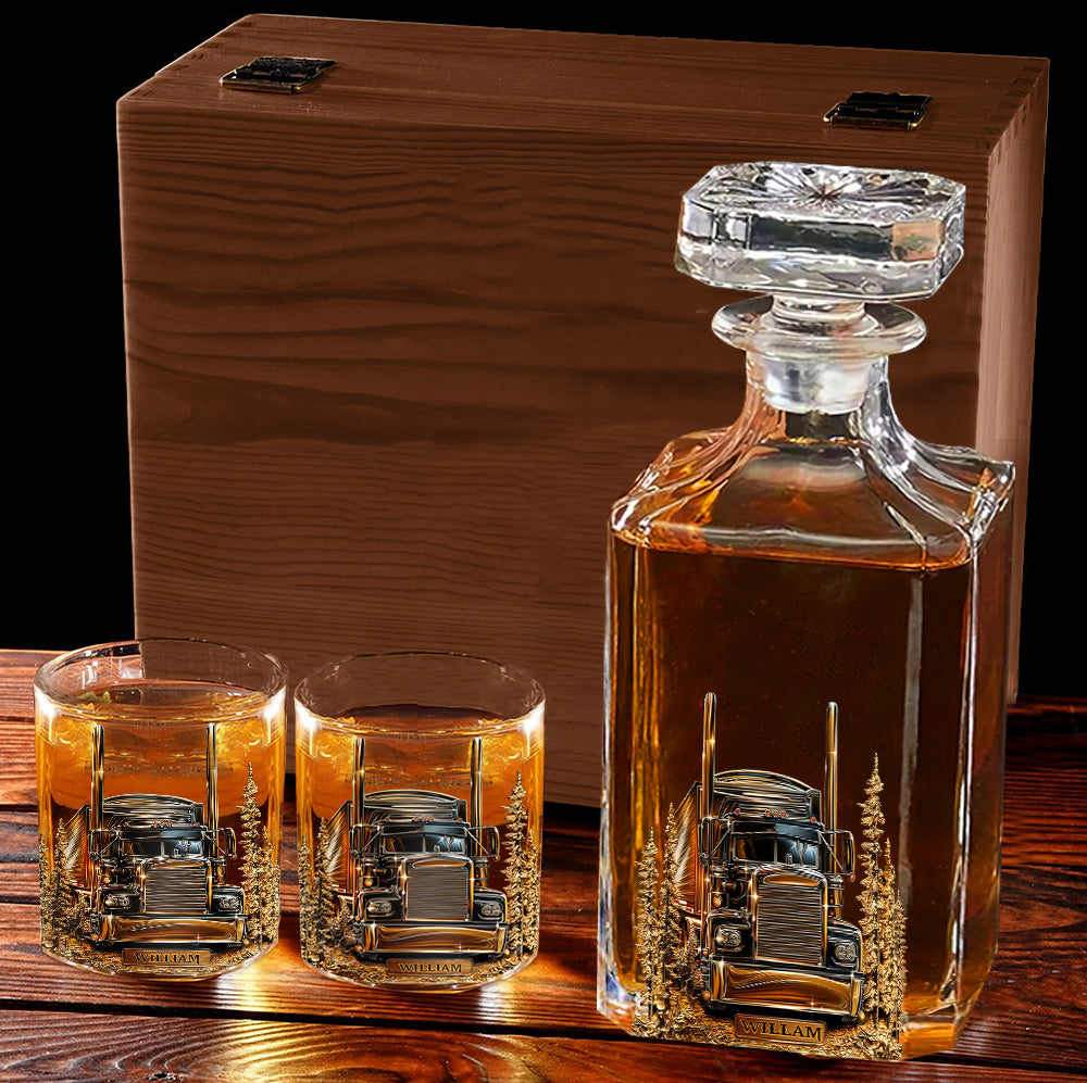 Best Truck Driver - Personalized Trucker Whiskey Decanter Set