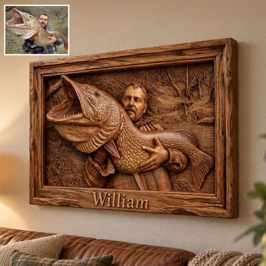 Love Fishing - Personalized Fishing Custom Shaped Wood Sign