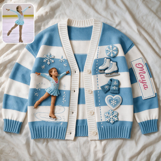 My Soul Is On The Ice - Personalized Ice Skating Cardigan Sweater