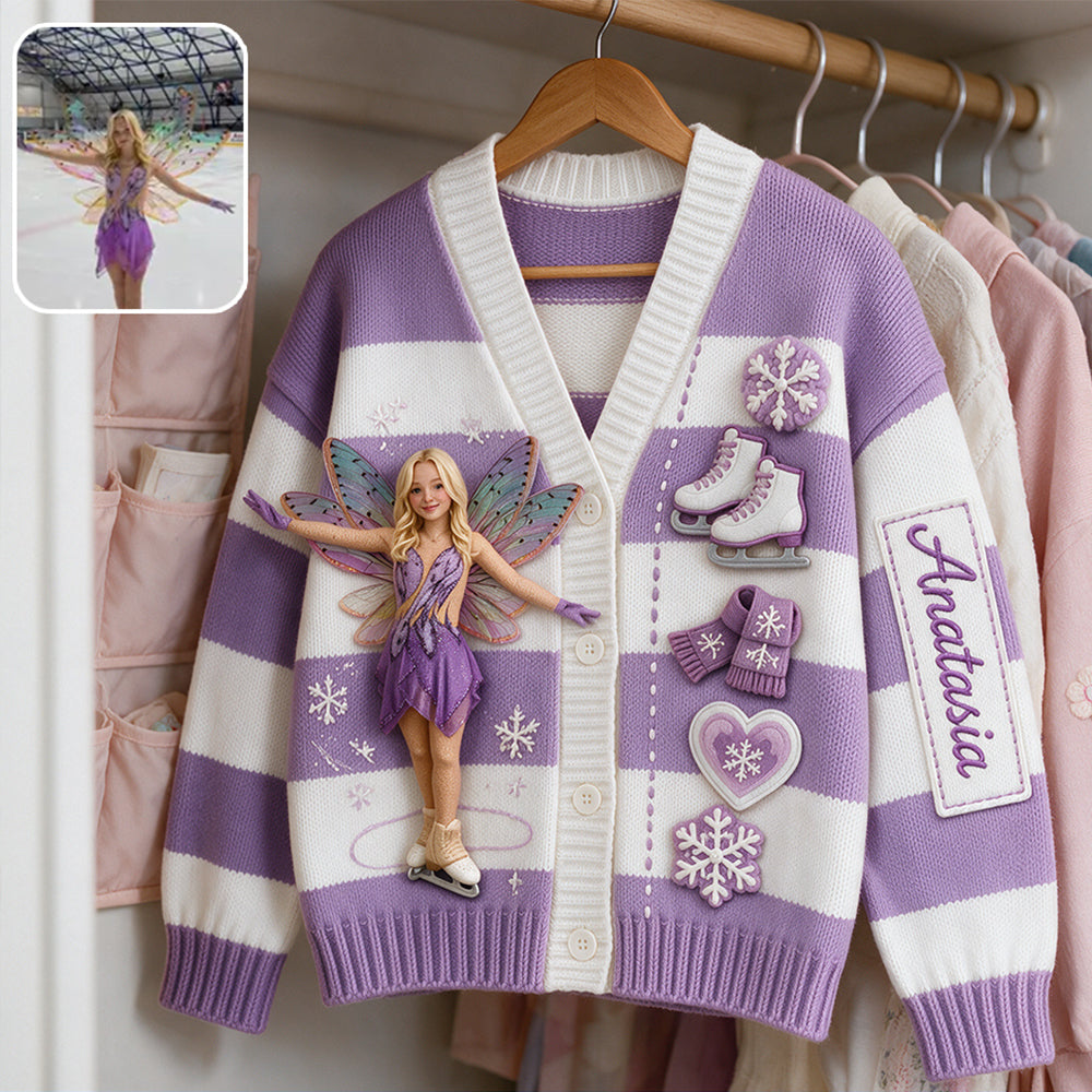 My Soul Is On The Ice - Personalized Ice Skating Cardigan Sweater