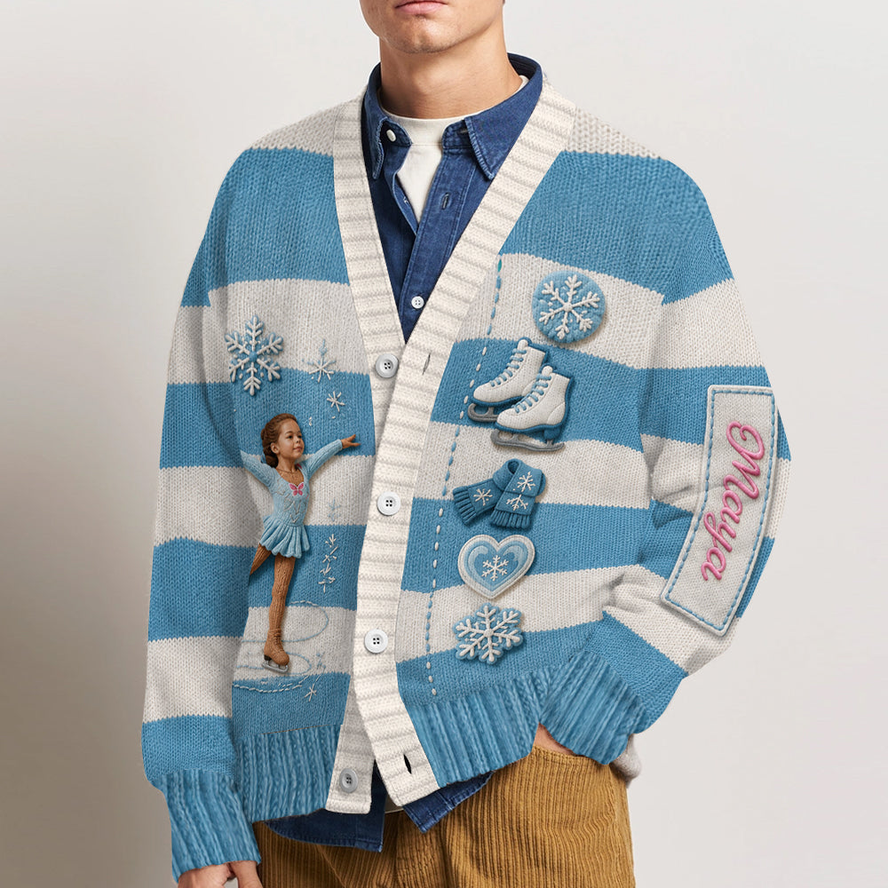 My Soul Is On The Ice - Personalized Ice Skating Cardigan Sweater