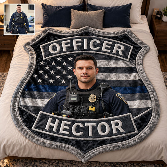 Proud Police - Personalized Police Officer Shaped Fleece Blanket
