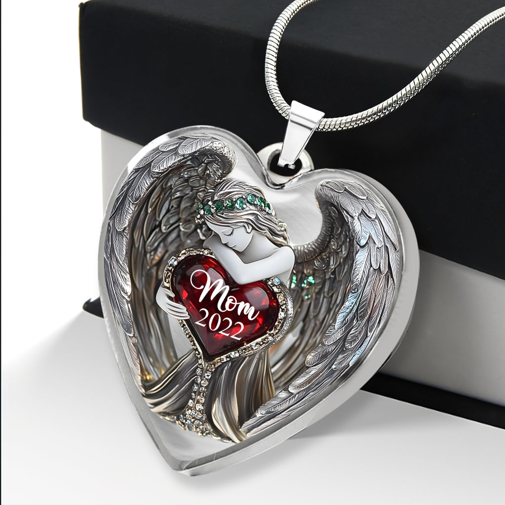 Angel Wings - Personalized Memorial Heart Pendant Necklace