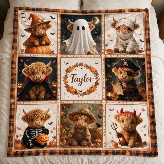 Spooky Highland Cow - Personalized Highland Cow Blanket