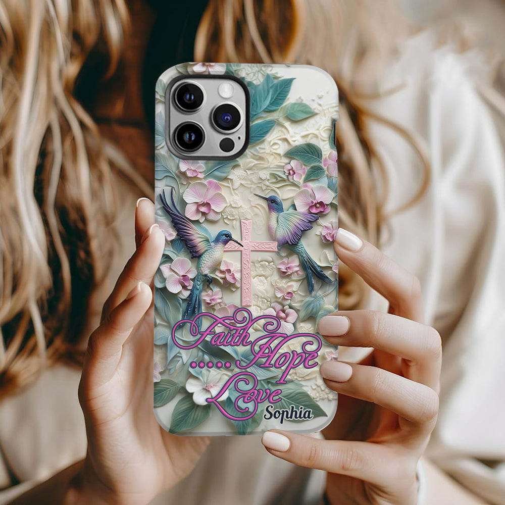 Faith Hope Love - Personalized Hummingbird Full Print Phone Case
