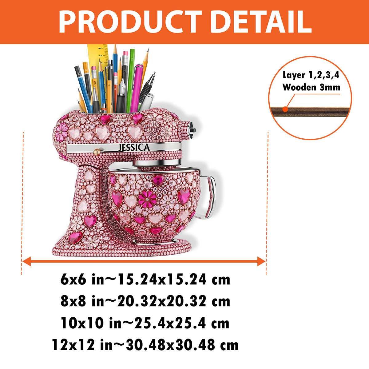 Love Baking - Personalized Baking Wooden Utensil Holder