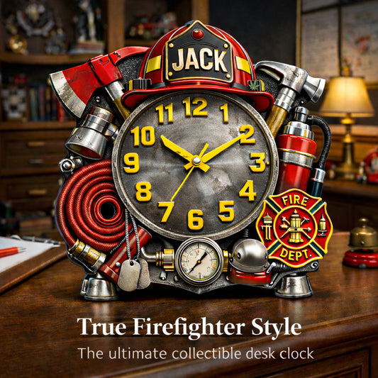 Firefighter - Personalized Firefighter Desk Clock Plaque