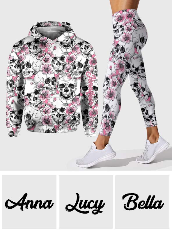 Floral & Skulls - Personalized Skull Hoodie and Leggings