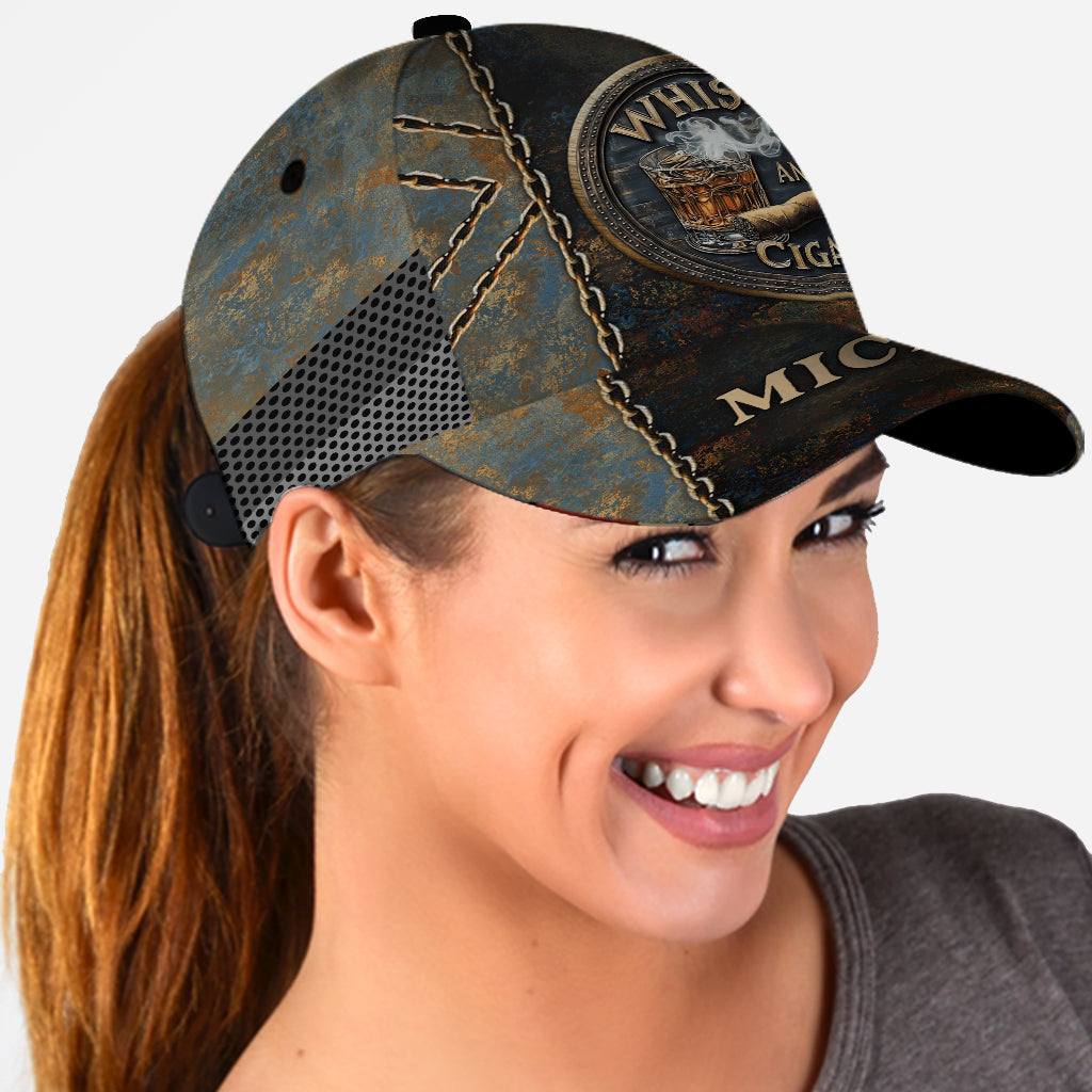 Whiskey And Cigar - Personalized Whisky Classic Cap