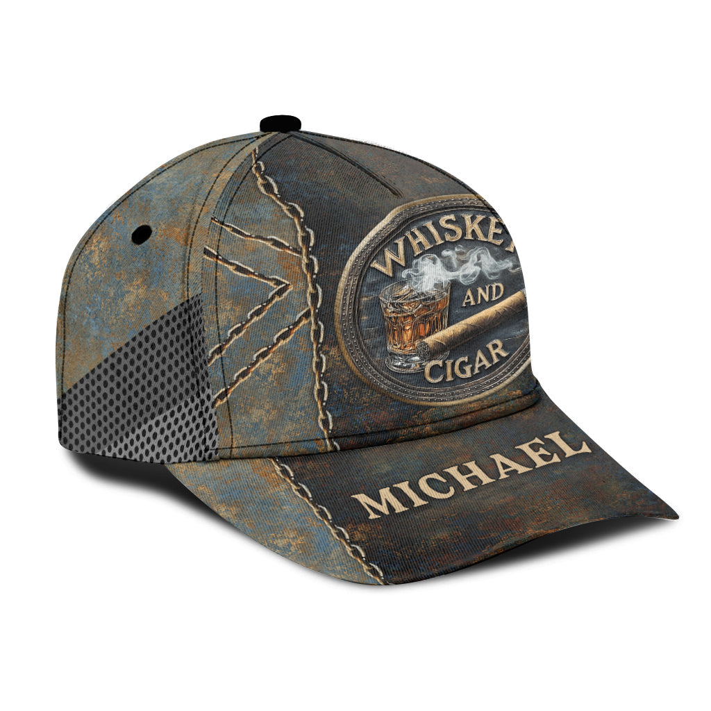 Whiskey And Cigar - Personalized Whisky Classic Cap