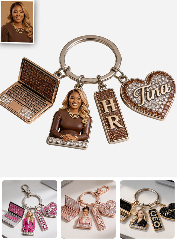 Custom Any Photo, Any Title - Personalized Colleague Premium Keychain With Charms