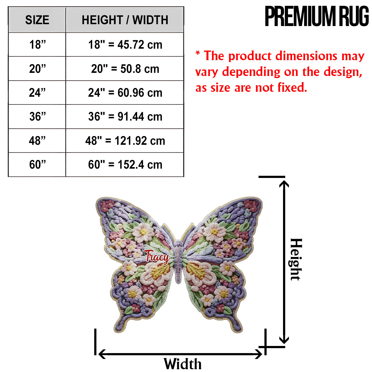 Flower Butterfly - Personalized Butterfly Shaped Doormat/ Rug