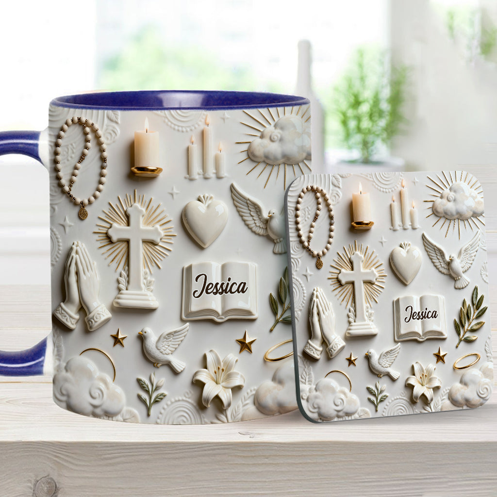 Faith Over Fear - Personalized Christian Accent Mug & Coaster