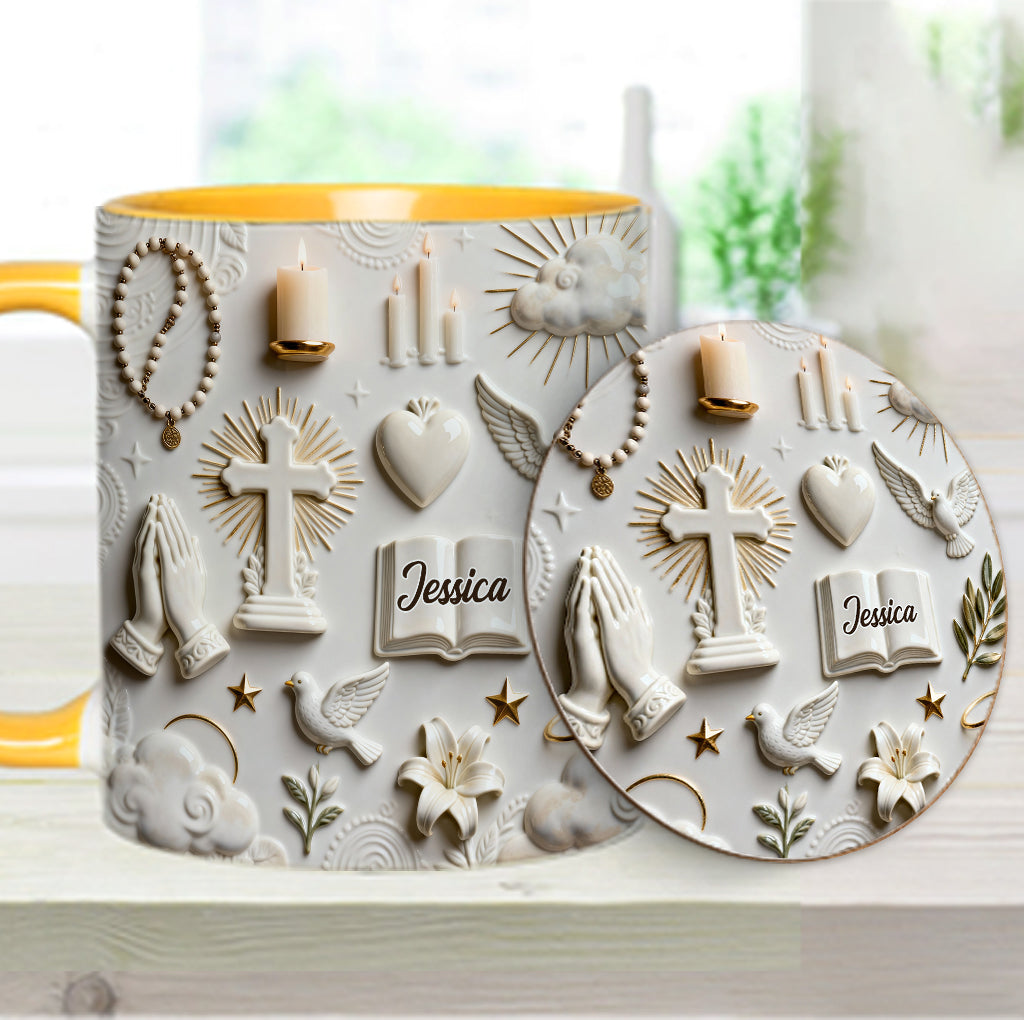 Faith Over Fear - Personalized Christian Accent Mug & Coaster