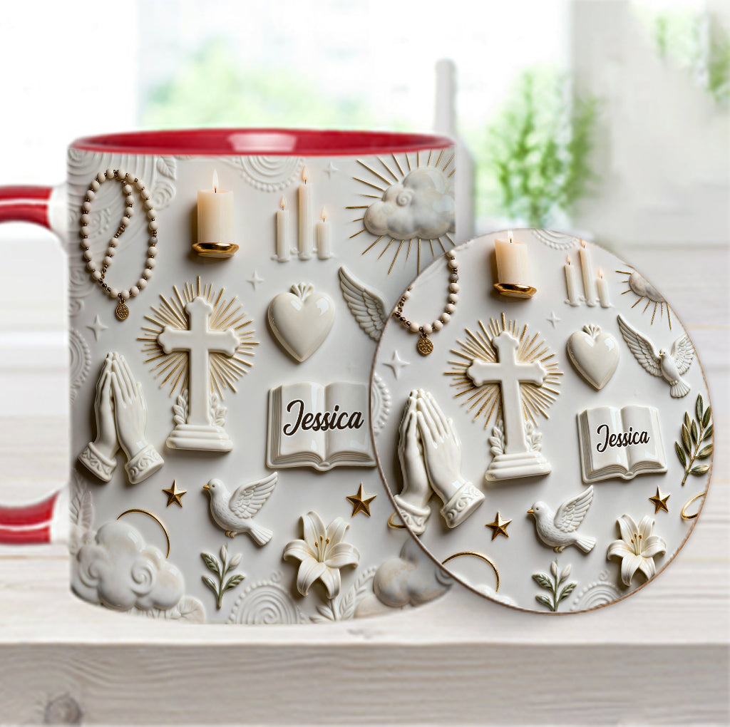 Faith Over Fear - Personalized Christian Accent Mug & Coaster