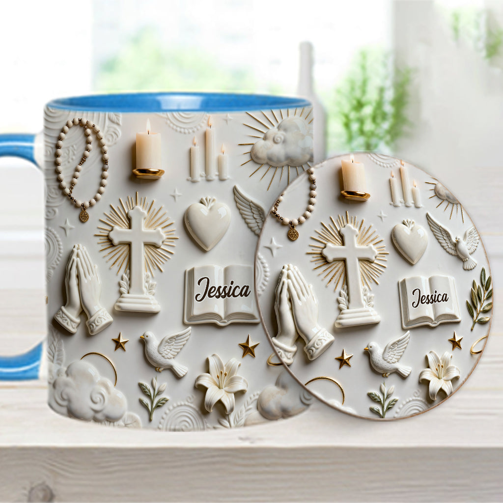 Faith Over Fear - Personalized Christian Accent Mug & Coaster