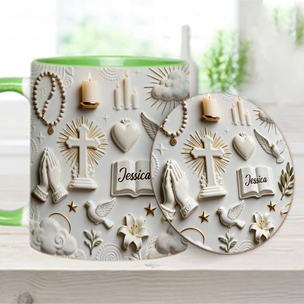 Faith Over Fear - Personalized Christian Accent Mug & Coaster