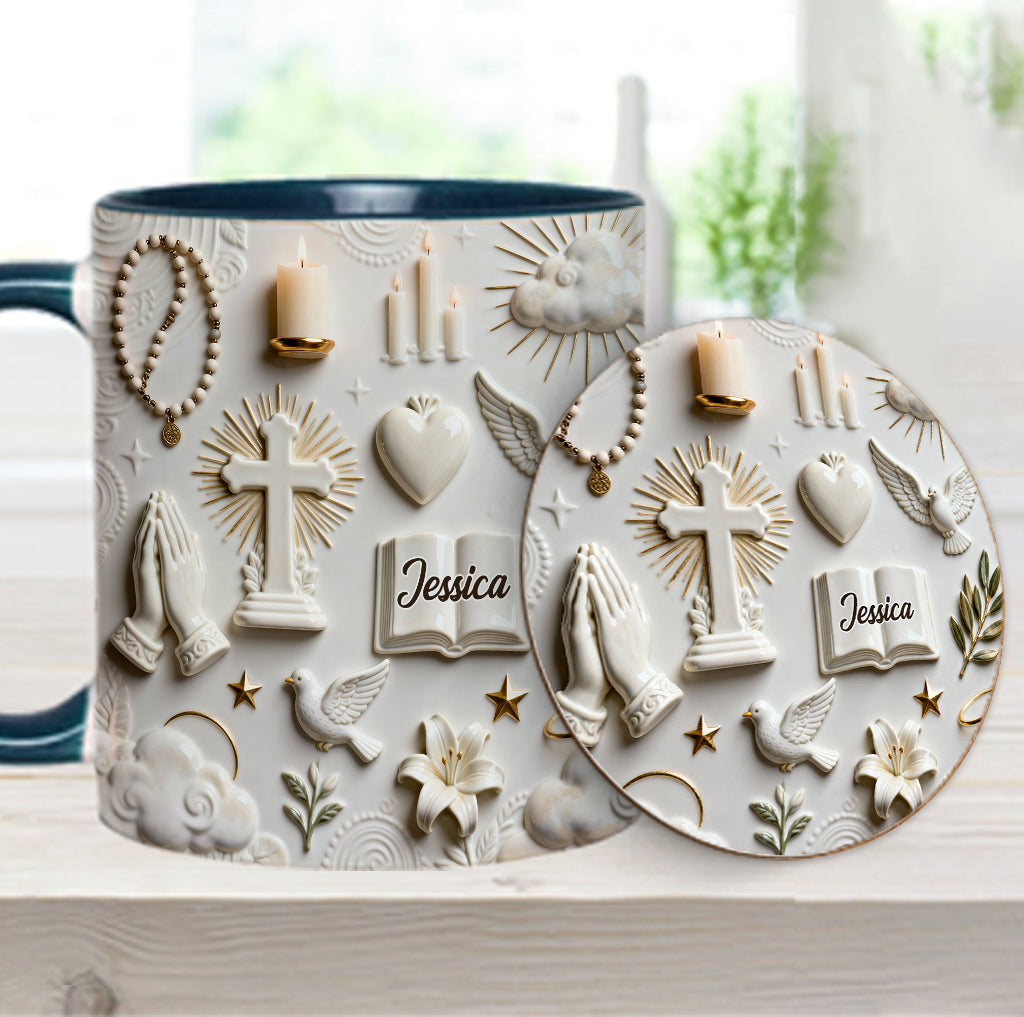 Faith Over Fear - Personalized Christian Accent Mug & Coaster