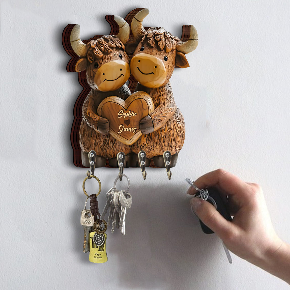 Cute Highland Cow - Personalized Highland Cow Custom Shaped Key Rack