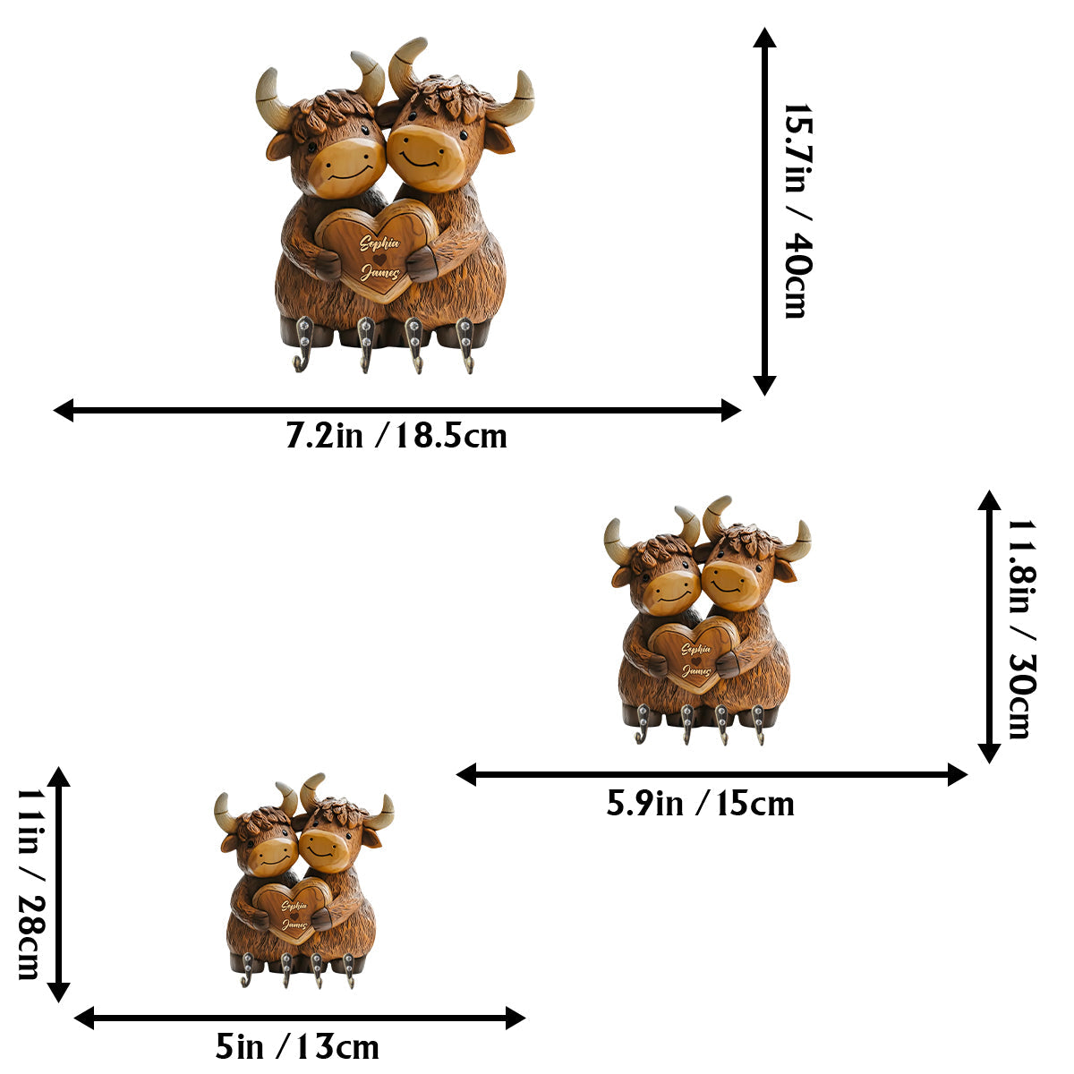 Cute Highland Cow - Personalized Highland Cow Custom Shaped Key Rack
