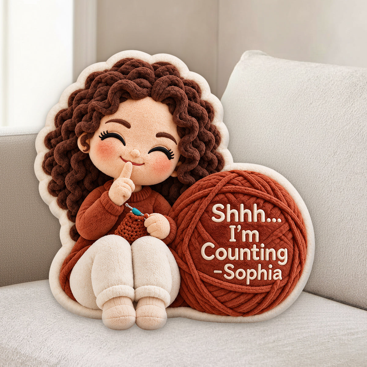 Shhh...I'm Counting - Personalized Crocheting Premium Faux Fur Pillow