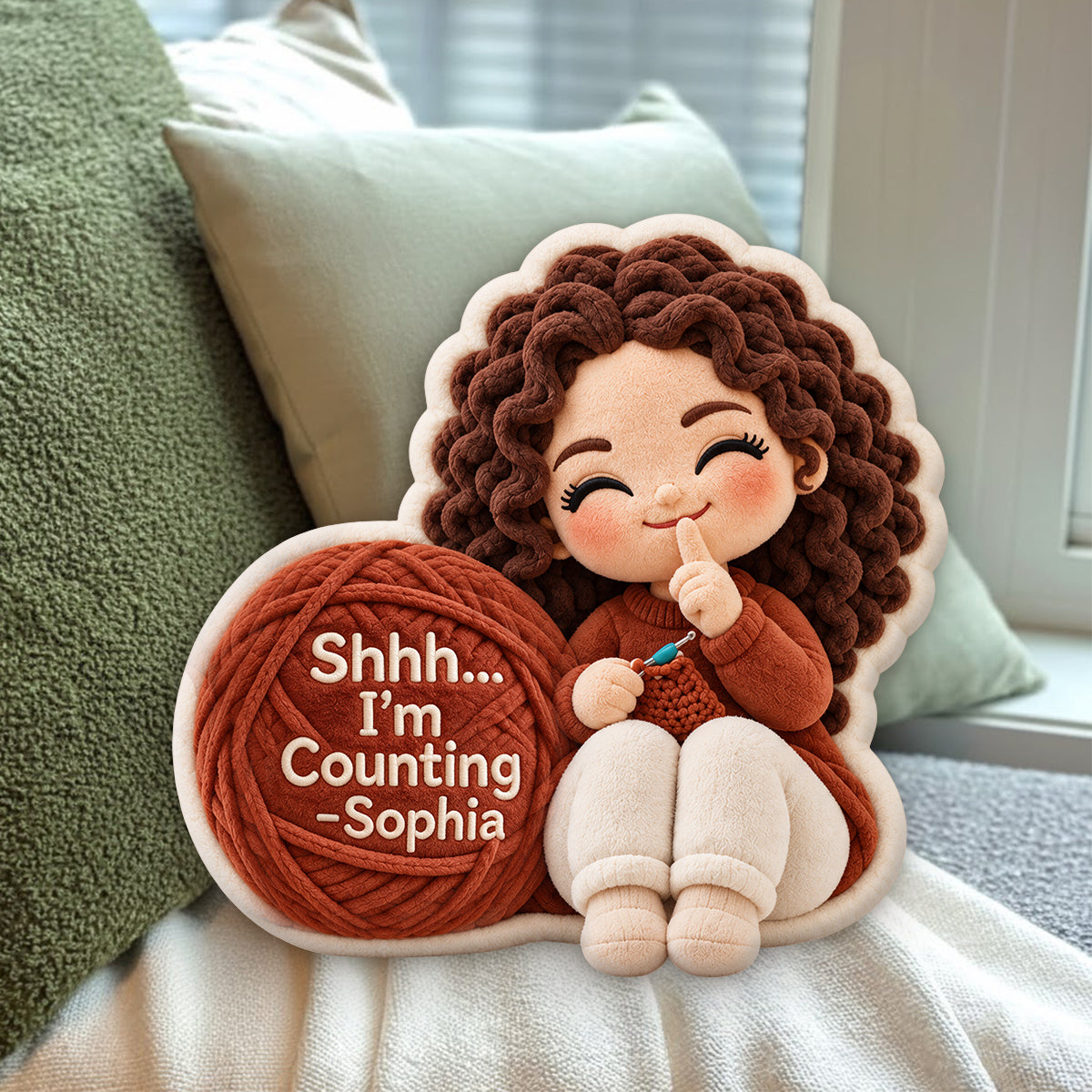 Shhh...I'm Counting - Personalized Crocheting Premium Faux Fur Pillow