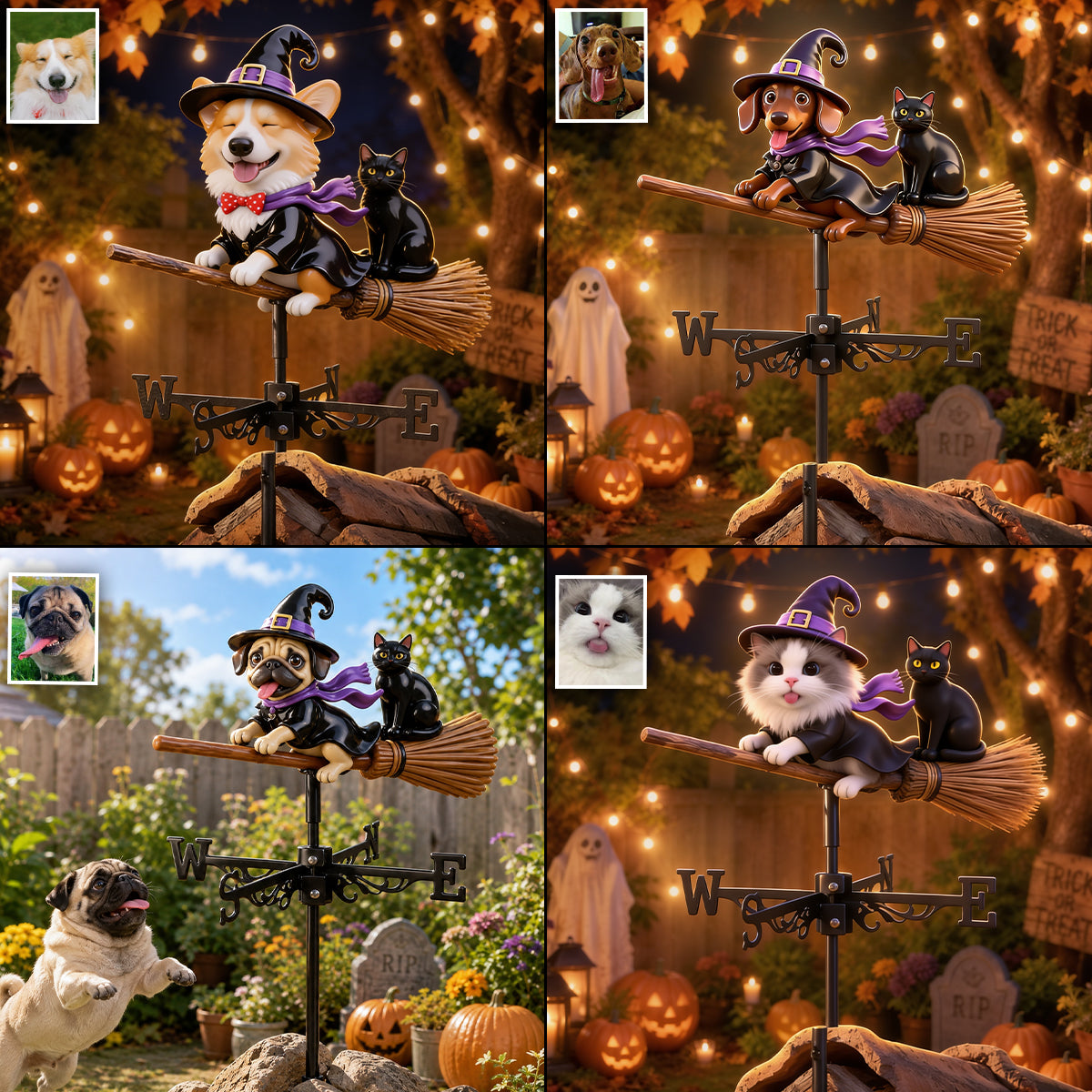 Gift for Pet Owner, Halloween Gift - Personalized Dog Weather Vane