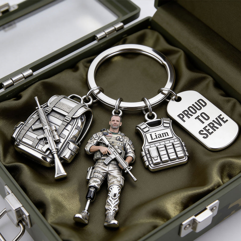 Military Veteran - Personalized Veteran Keychain With Charms
