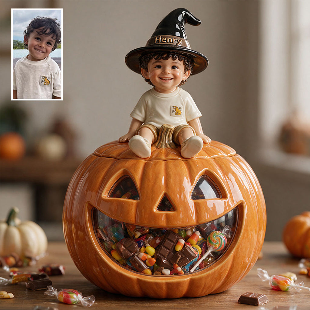Trick Or Treat Candy Jar - Personalized Kid Acrylic Pot