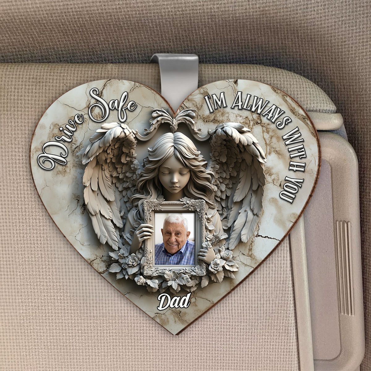 Angel Wings - Personalized Memorial Shaped Car Visor Clip