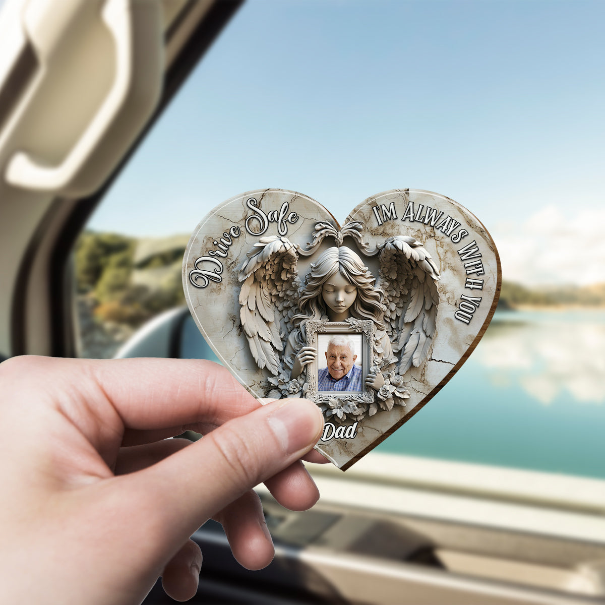 Angel Wings - Personalized Memorial Shaped Car Visor Clip