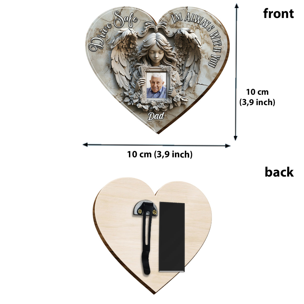 Angel Wings - Personalized Memorial Shaped Car Visor Clip