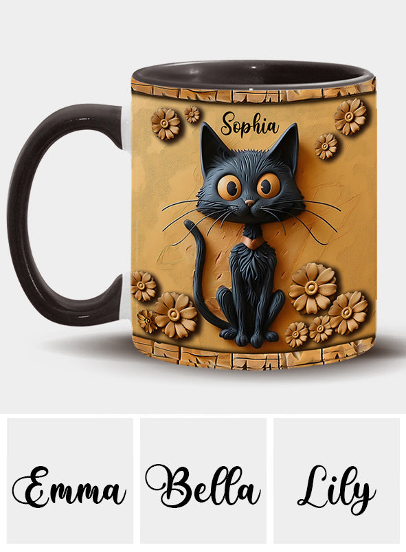 Cute Black Cat - Personalized Black Cat Accent Mug