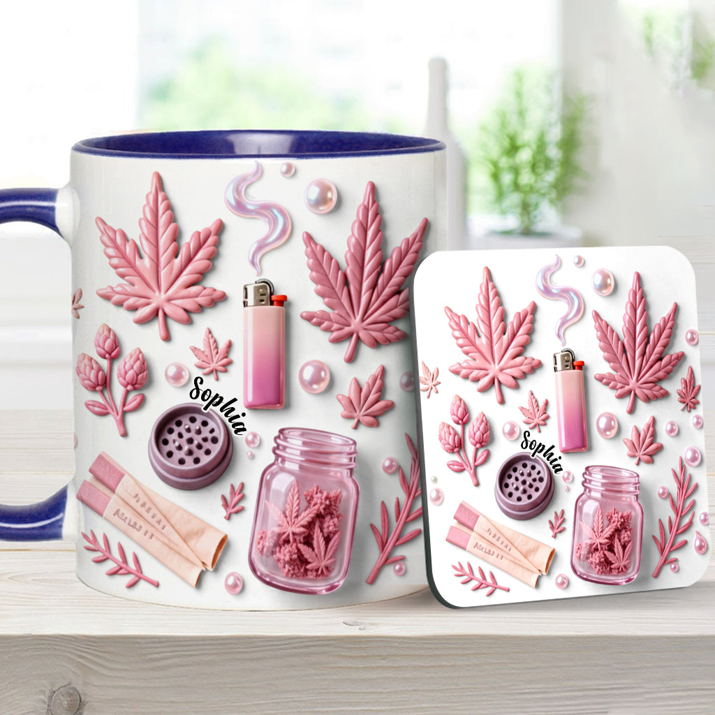 Green Magic Leaf - Personalized Weed Accent Mug & Coaster