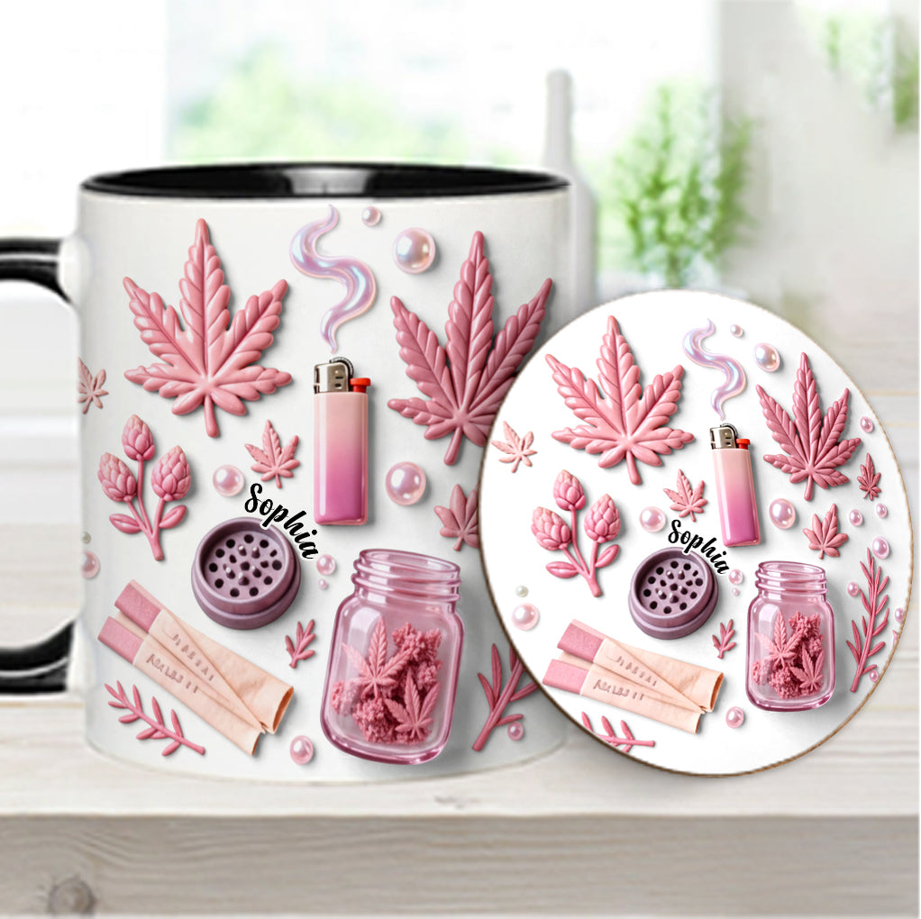 Green Magic Leaf - Personalized Weed Accent Mug & Coaster