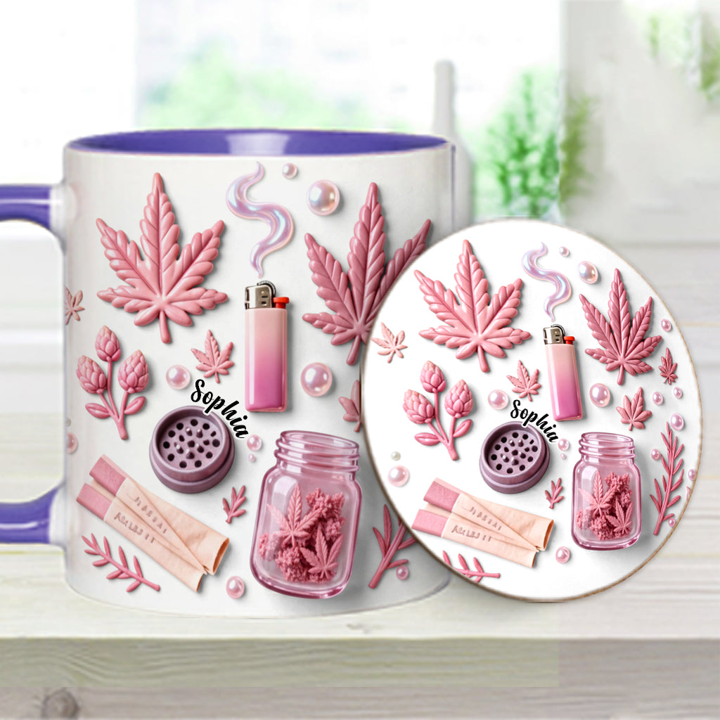 Green Magic Leaf - Personalized Weed Accent Mug & Coaster