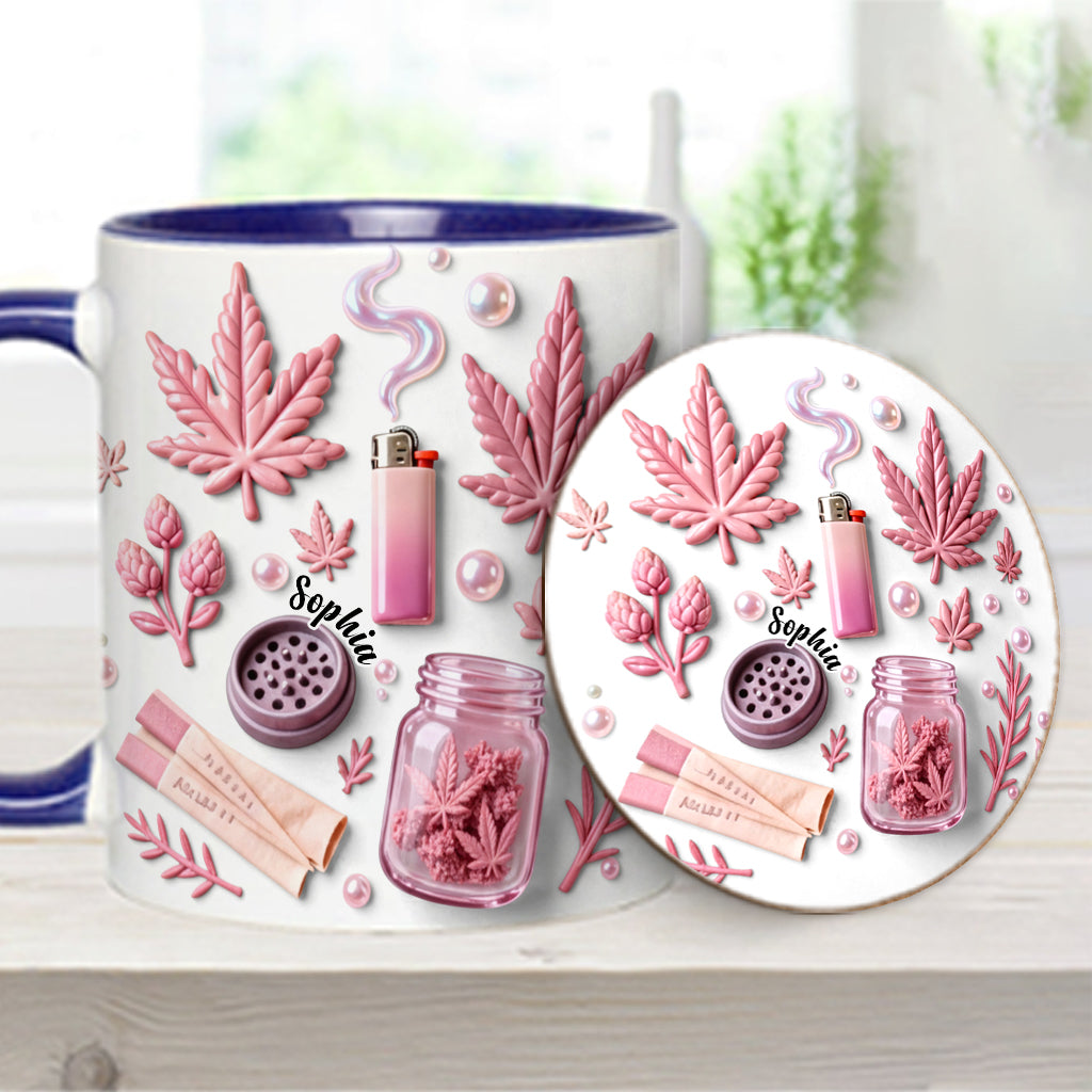 Green Magic Leaf - Personalized Weed Accent Mug & Coaster