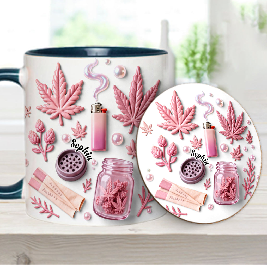 Green Magic Leaf - Personalized Weed Accent Mug & Coaster