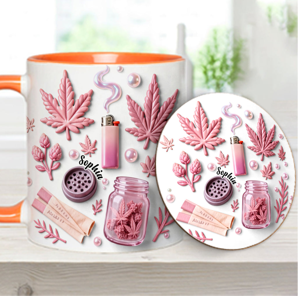 Green Magic Leaf - Personalized Weed Accent Mug & Coaster